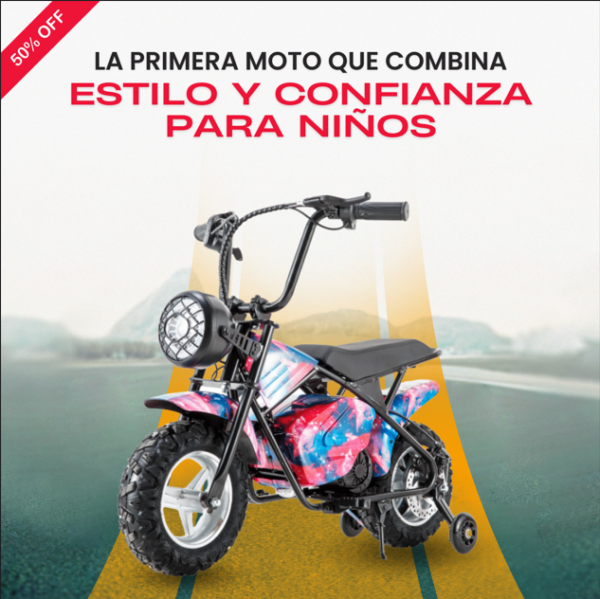 MINI MOTO ELÉCTRICA INFANTIL NEÓN 250W–  ¡Que tu peque se sienta un piloto de verdad!